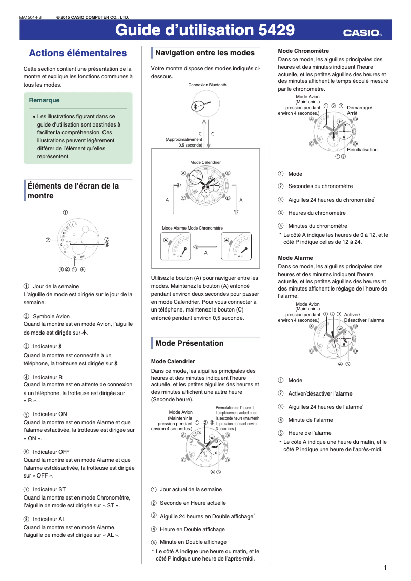 Page n°1 - Manuel utilisateur Casio 5429