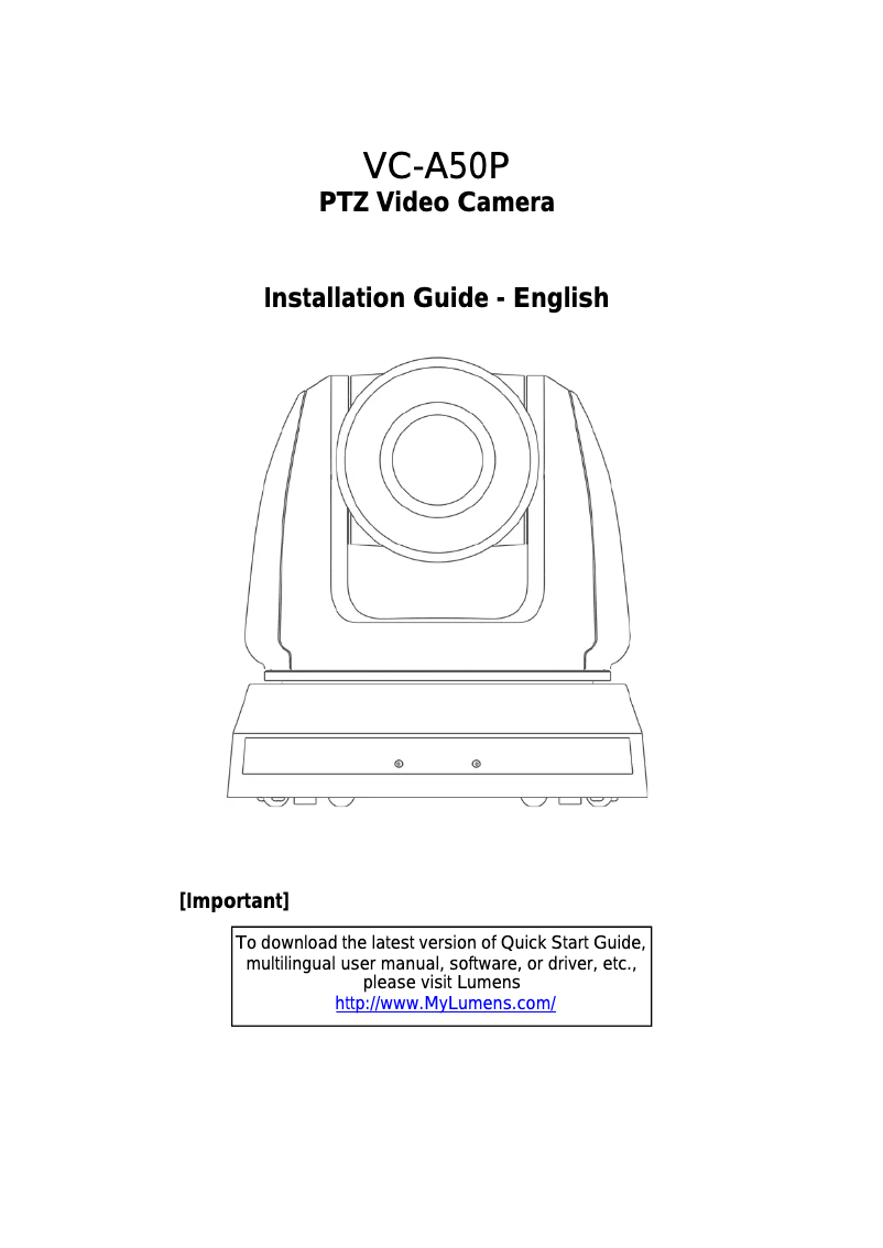 Page n°1 - Manuel utilisateur Lumens VC-A50P