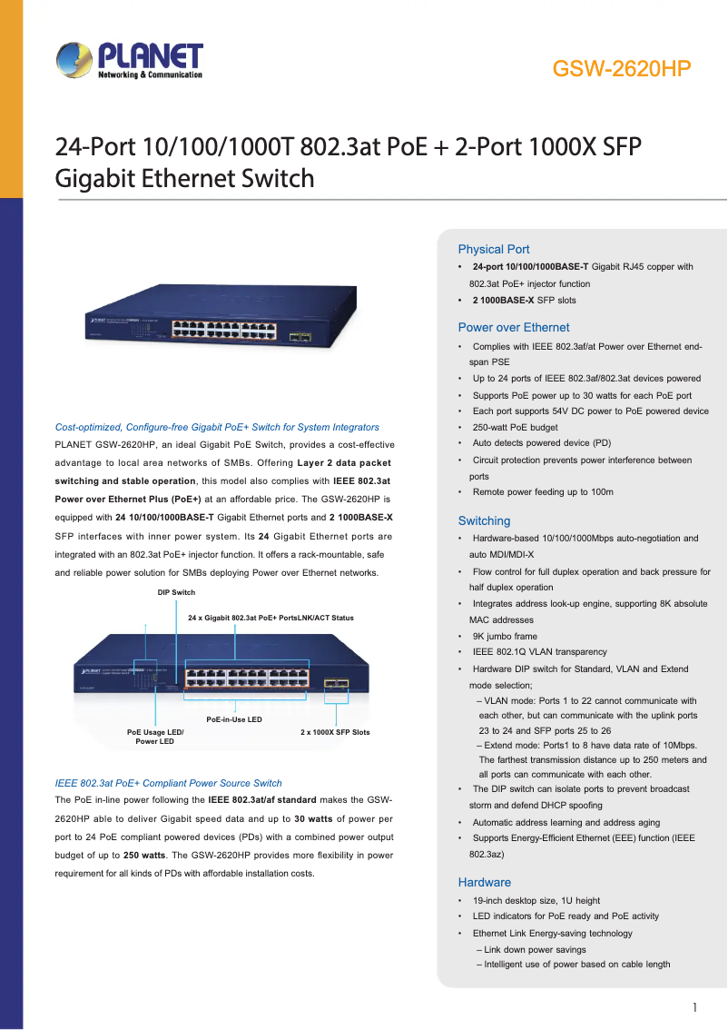 Image de la première page du manuel de l'appareil GSW-2620HP
