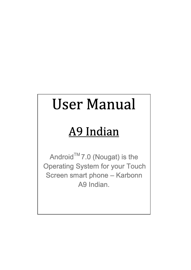 Page n°1 - Manuel utilisateur Karbonn A9 Indian