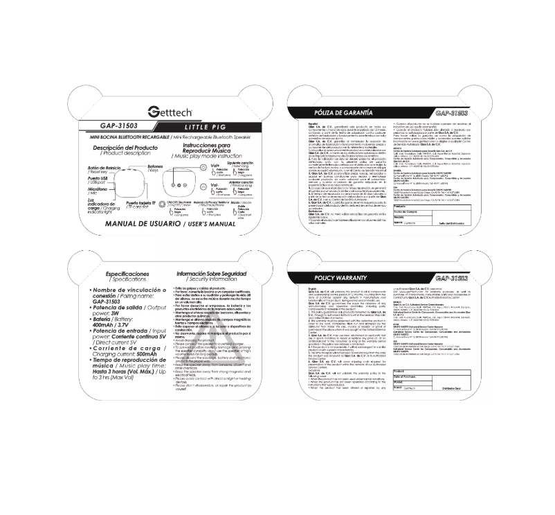 Image de la première page du manuel de l'appareil GAP-31503