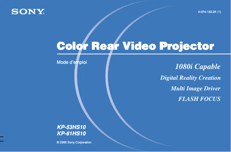 Page 1 de la notice Manuel utilisateur Sony KP-61HS10