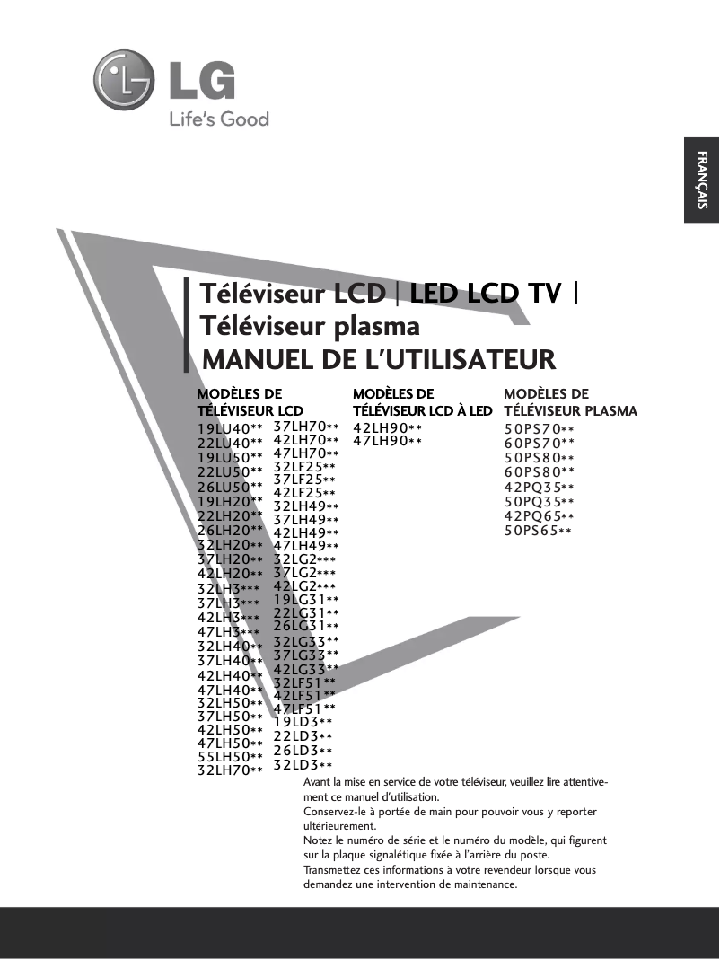 Page n°1 - Manuel utilisateur LG 26LU5000