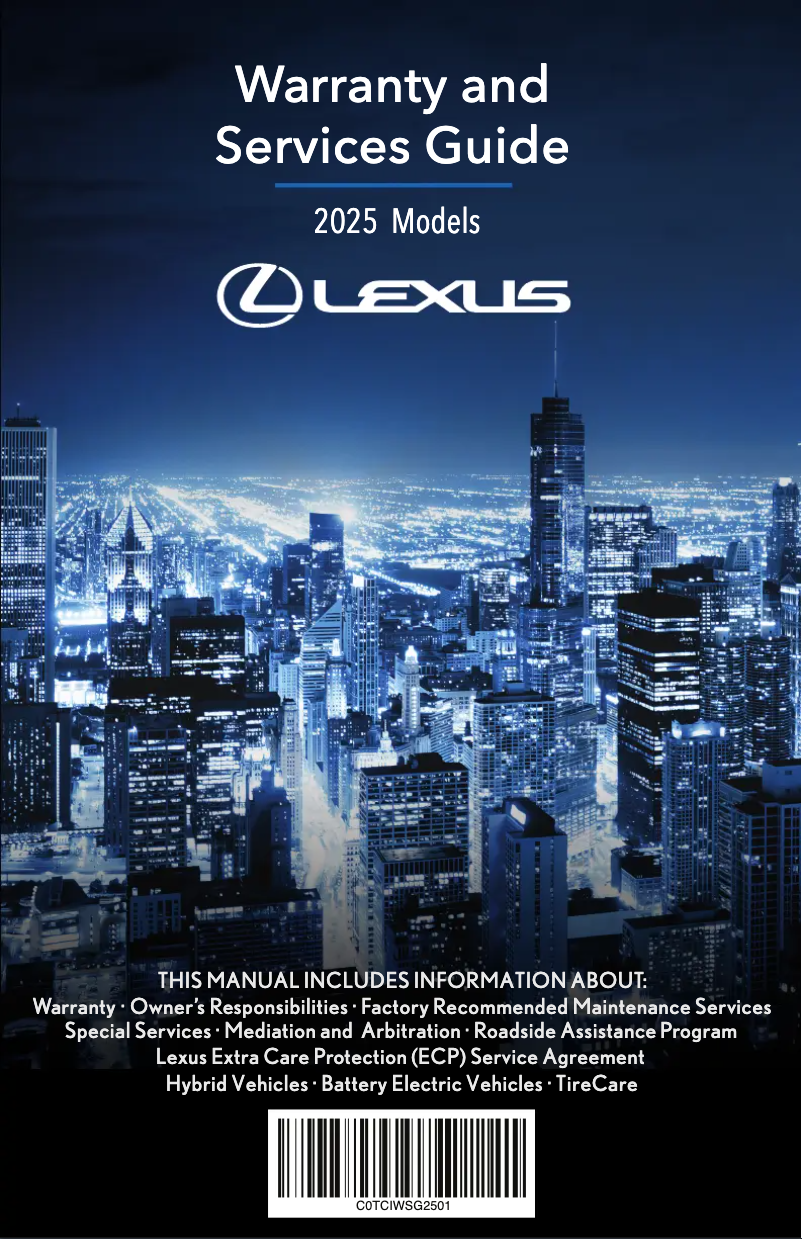 Page 1 de la notice Informations de garantie Lexus NX 350 (2025)