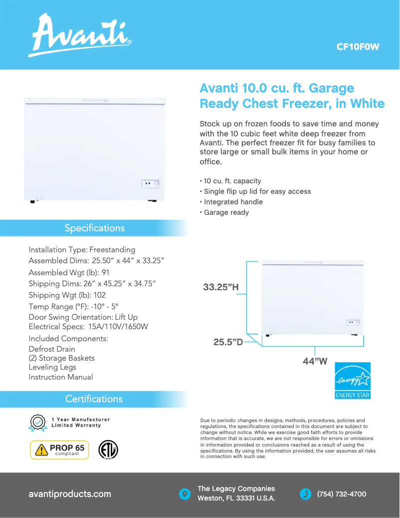 Image de la première page du manuel de l'appareil CF10F0W