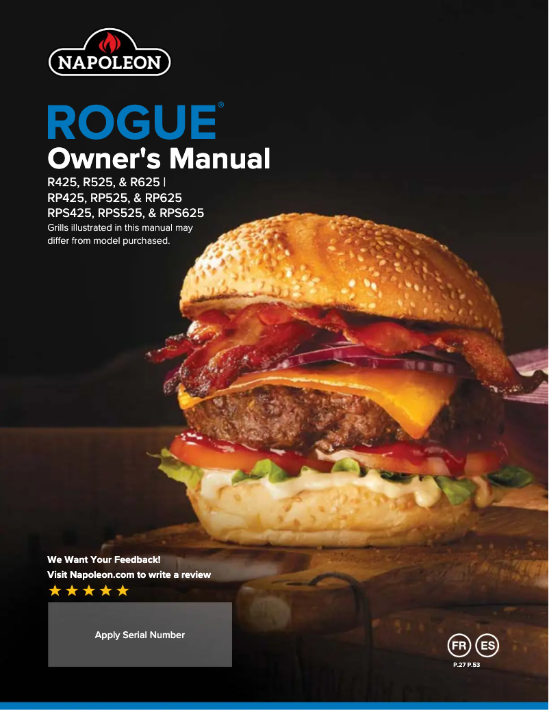 Page n°1 - Manuel utilisateur Napoleon Rogue XT 525 SIB