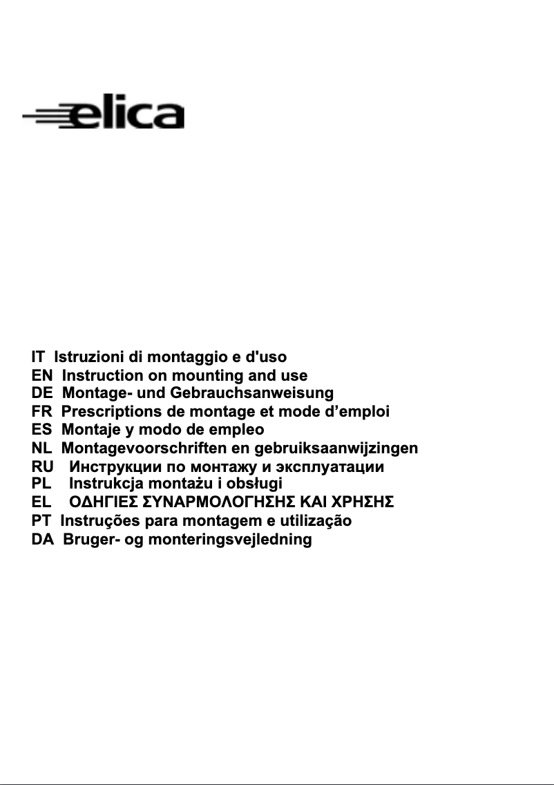 Page n°1 - Manuel utilisateur Elica Adagio PRF0006207