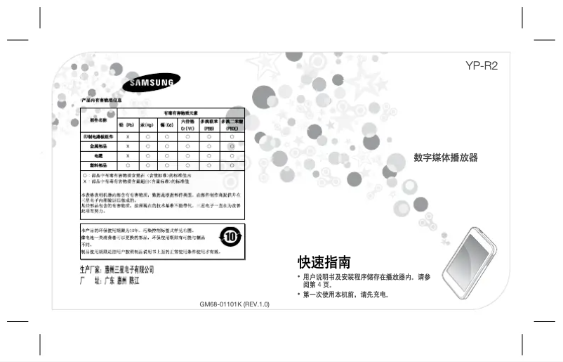 Page 1 de la notice Guide d'installation Samsung YP-R2AB