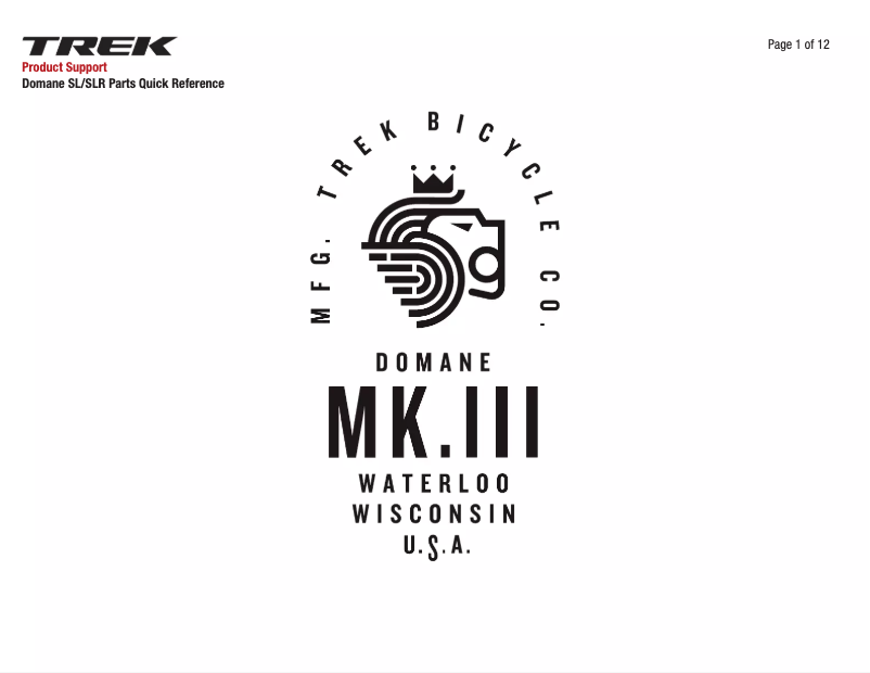 Page 1 de la notice Guide de démarrage rapide Trek Domane SL Gen 3