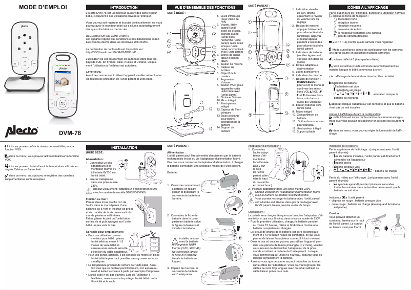 Page n°1 - Manuel utilisateur Alecto DVM-781