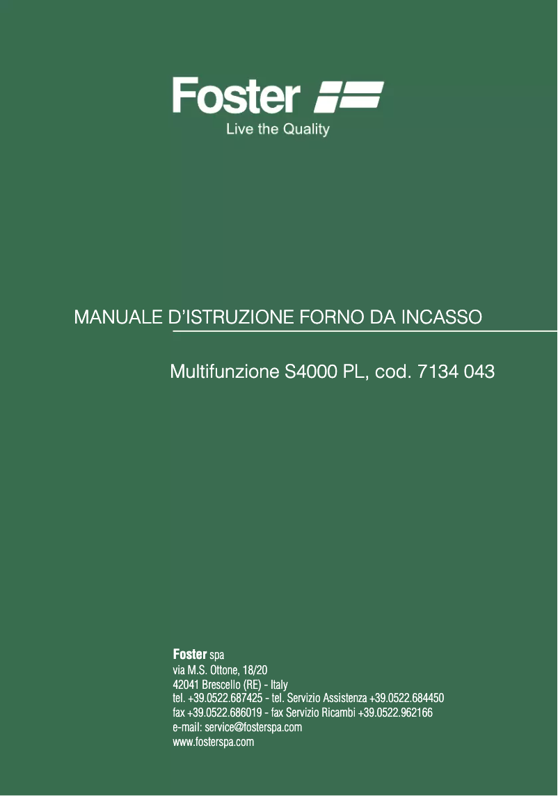 Page n°1 - Manuel utilisateur Foster S4000 PL