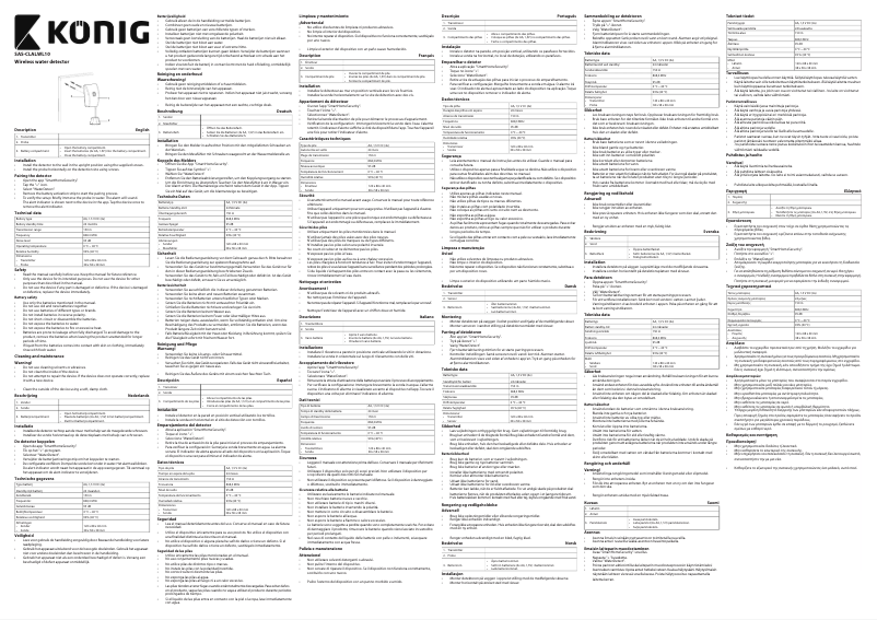 Image de la première page du manuel de l'appareil SAS-CLALWL10