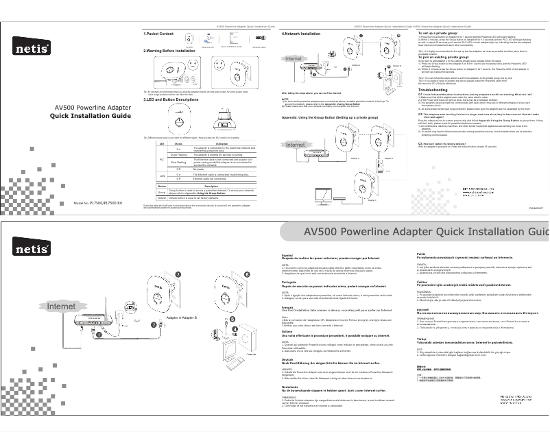 Image de la première page du manuel de l'appareil PL7500