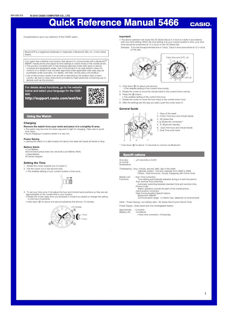 Page 1 de la notice Manuel utilisateur Casio EQB-600D-1A2ER