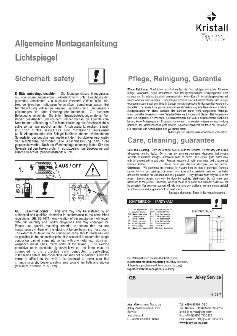 Page 1 de la notice Manuel utilisateur Kristall Form Moon Light 1