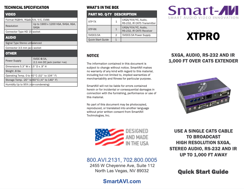 Page 1 de la notice Manuel utilisateur Smart-AVI XTPRO