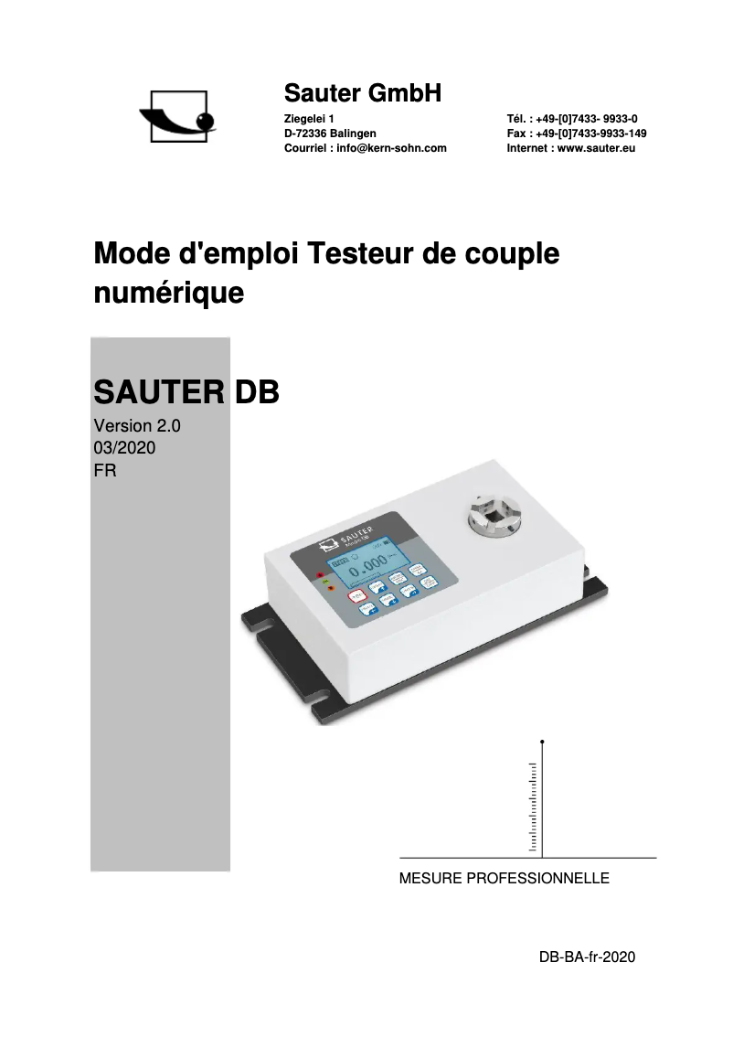 Page 1 de la notice Manuel utilisateur Kern DB 0.5-4