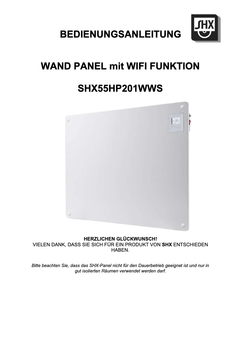 Page n°1 - Manuel utilisateur SHX SHX55HP201WWS