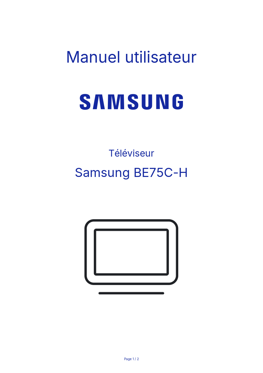 Page n°1 - Manuel utilisateur Samsung BE75C-H