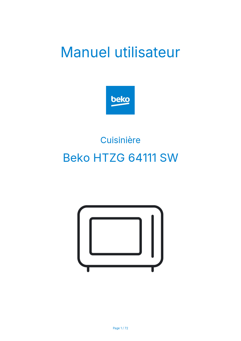 Page n°1 - Manuel utilisateur Beko HTZG 64111 SW
