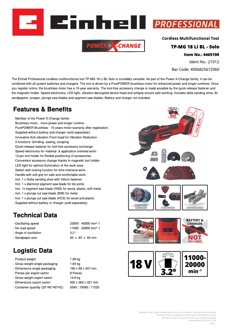 Image de la première page du manuel de l'appareil TP-MG 18 Li BL