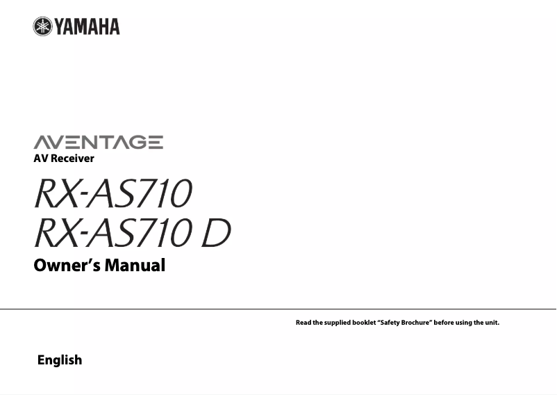 Image de la première page du manuel de l'appareil RX-AS710D