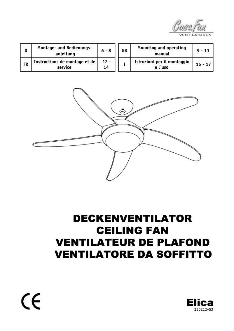 Page 1 de la notice Manuel utilisateur CasaFan Elica