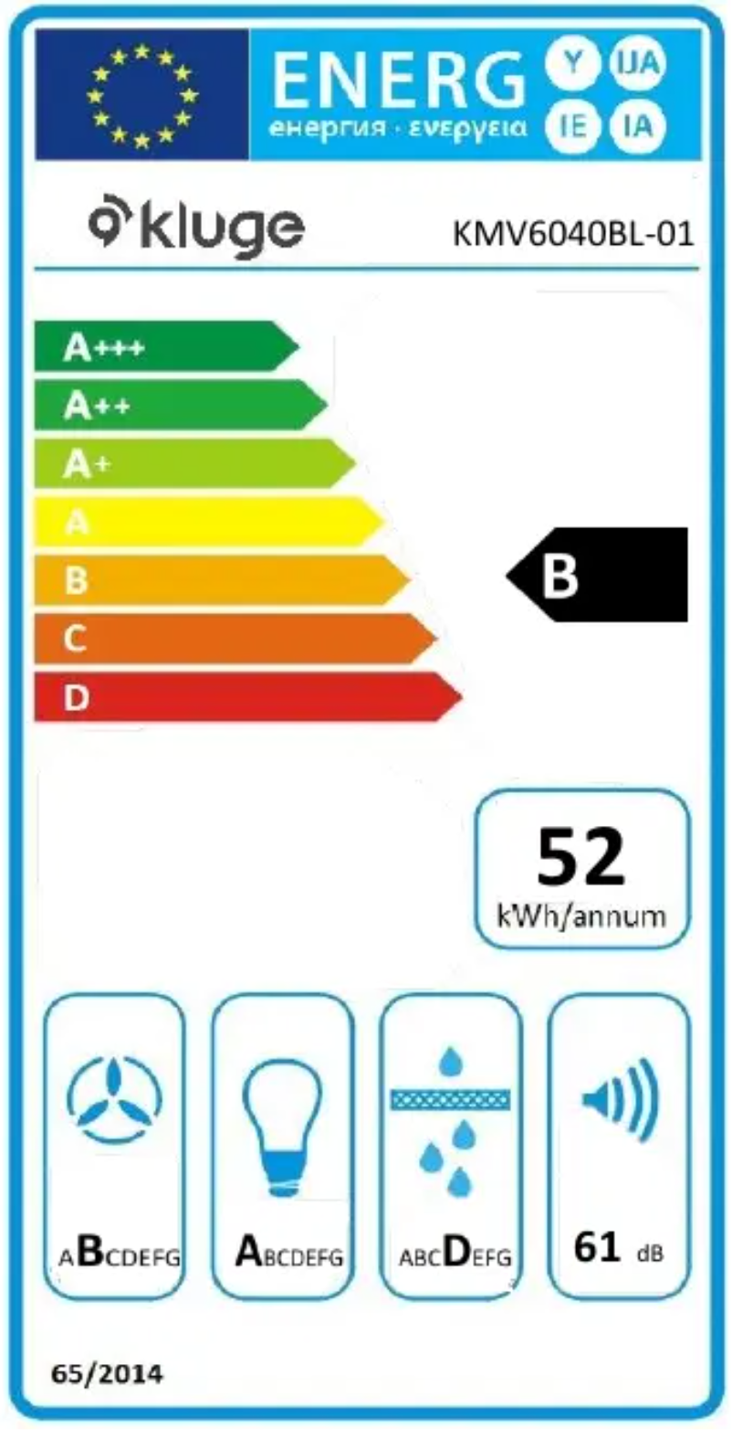 Página 1 del manual Etiqueta energética Kluge KMV6040BL-01