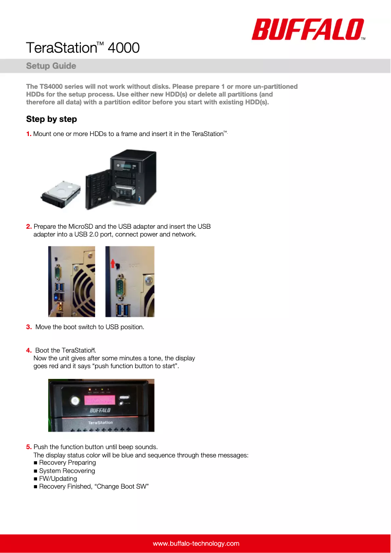 Page 1 de la notice Manuel utilisateur Buffalo TS4400D