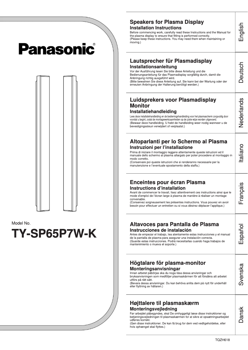 Página 1 del manual Manual de usuario Panasonic TY-SP65P7WK