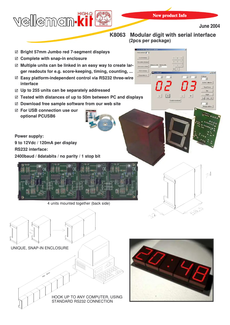 Page 1 de la notice Fiche technique Velleman K8063