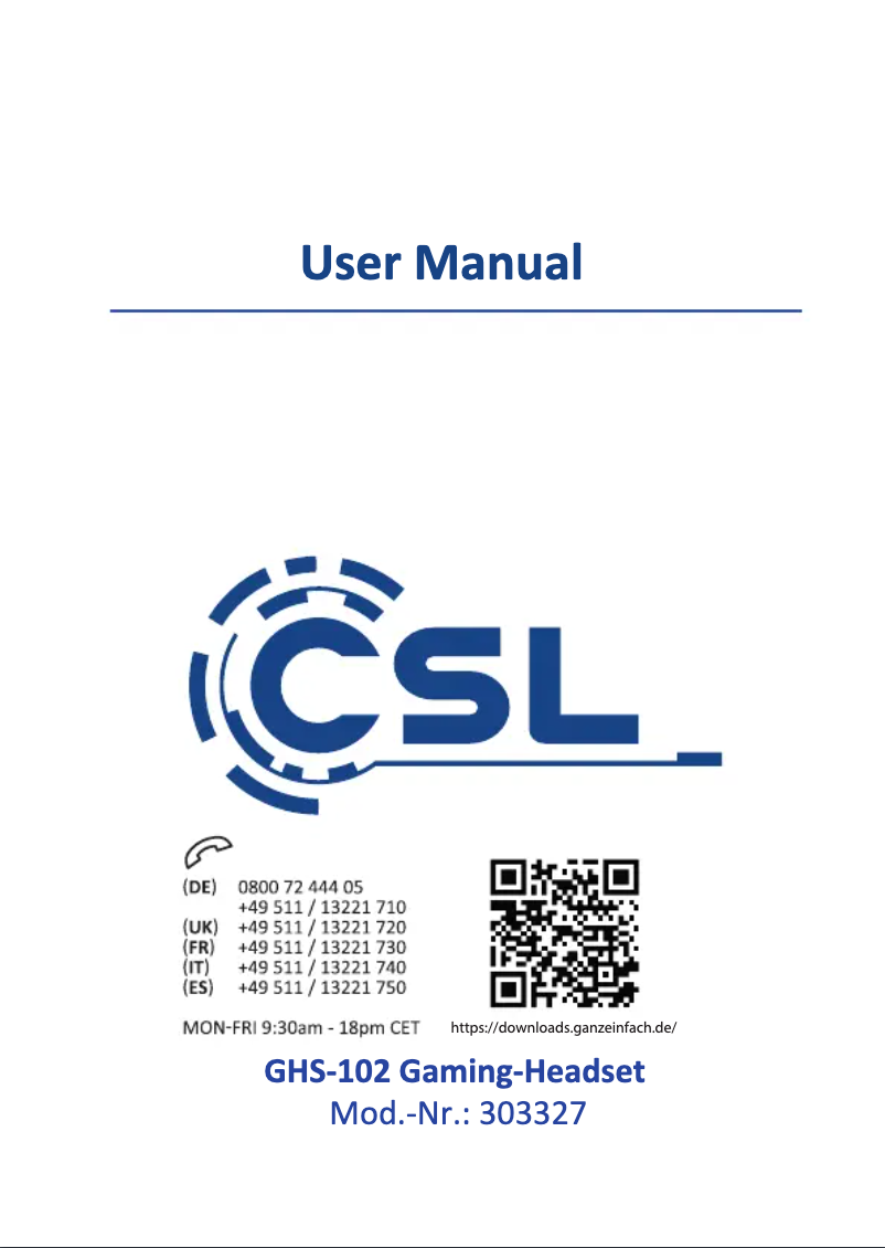 Página 1 del manual Manual de usuario CSL 303327