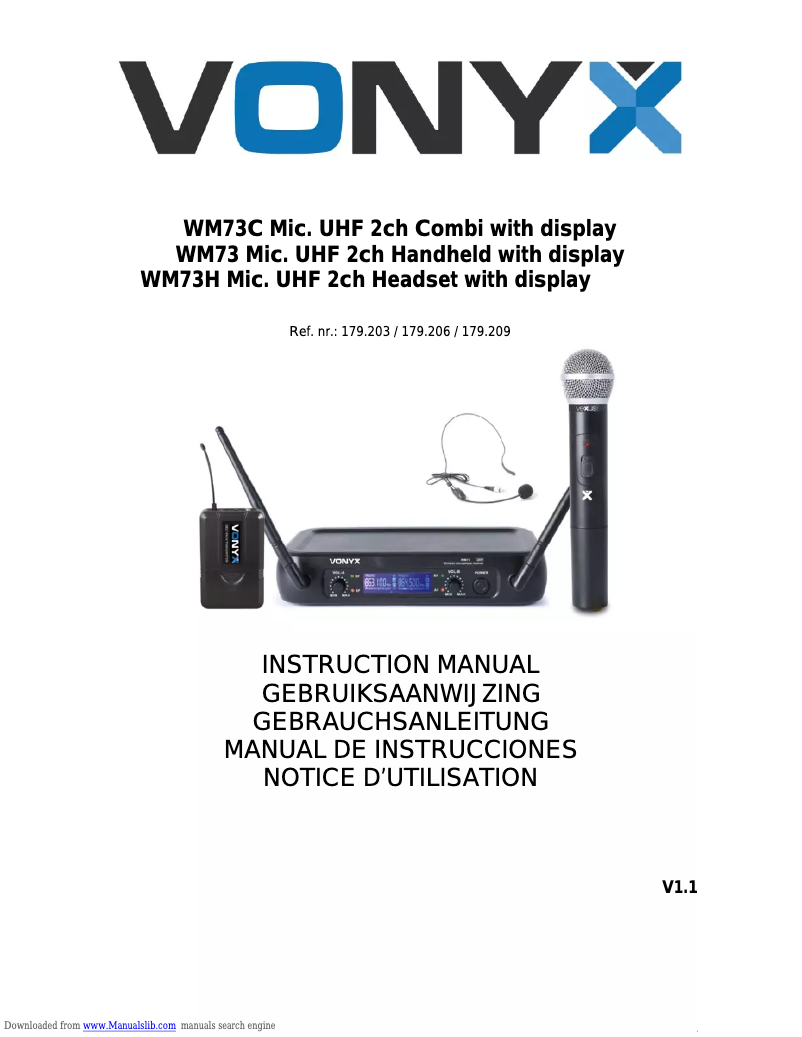 Page 1 de la notice Manuel utilisateur Vonyx WM73H