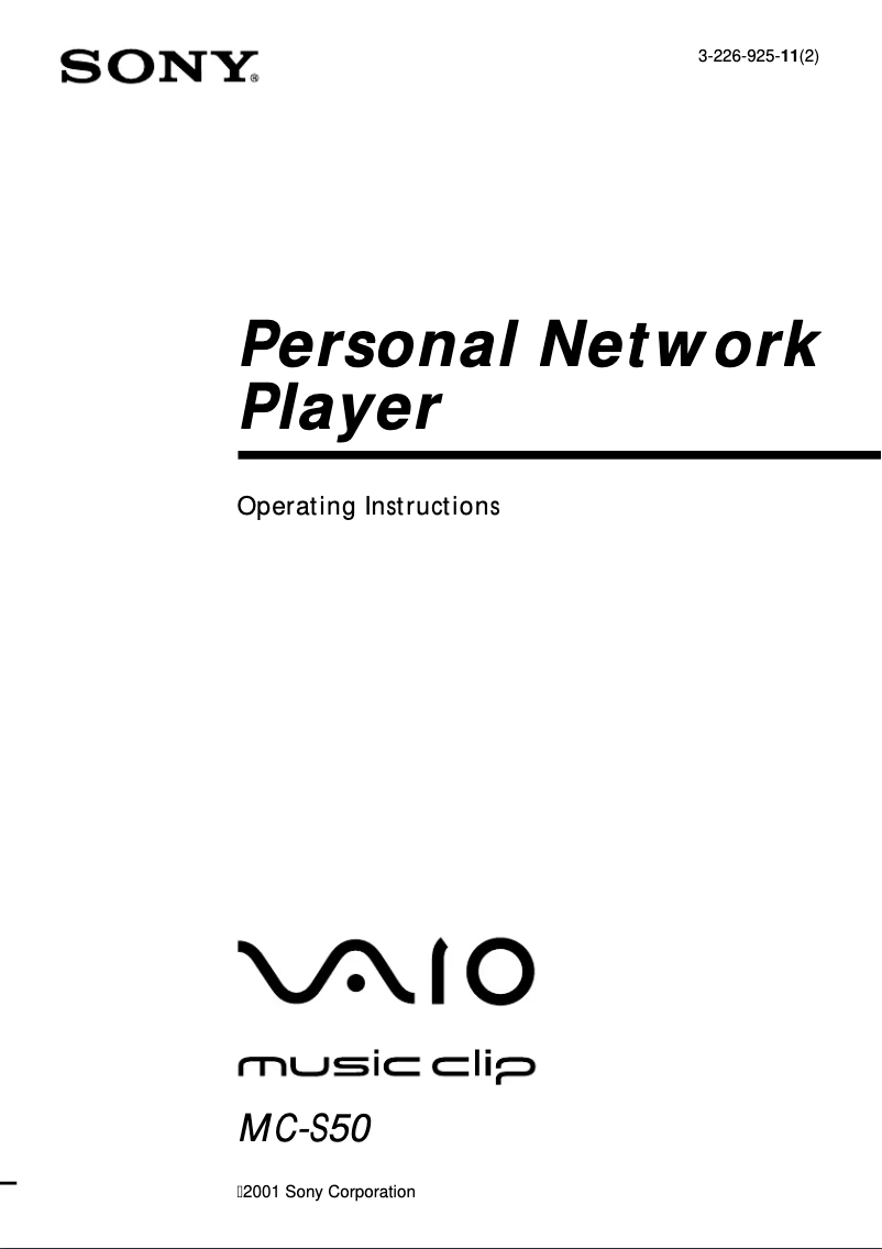 Page 1 de la notice Manuel utilisateur Sony MC-S50