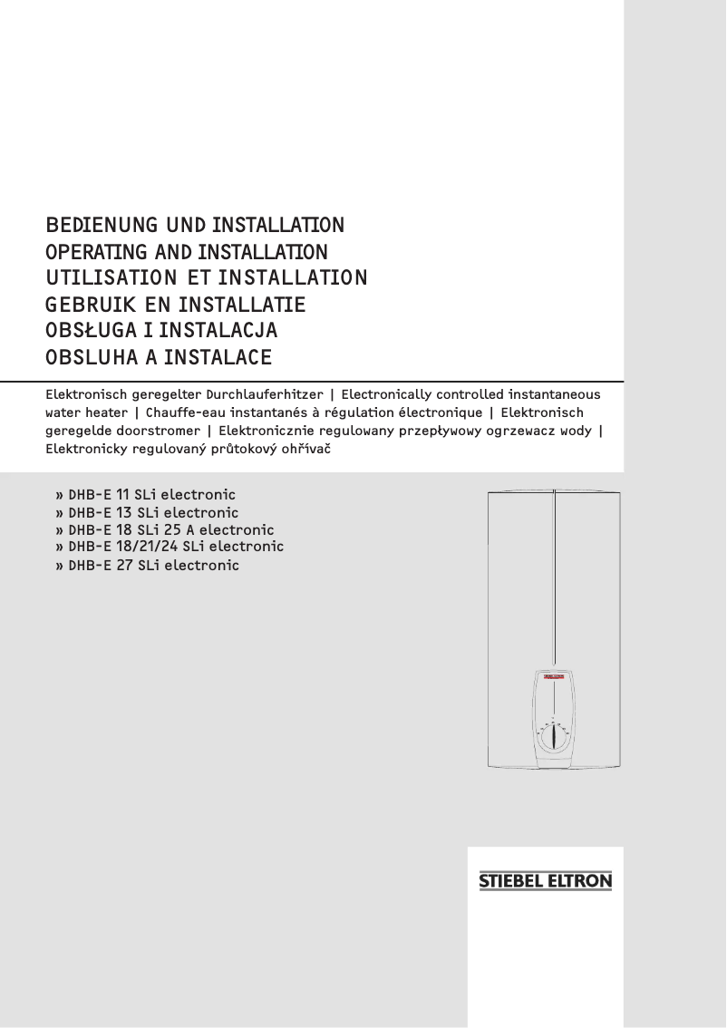 Page 1 de la notice Manuel utilisateur Stiebel Eltron DHB-E 18 SLi electronic