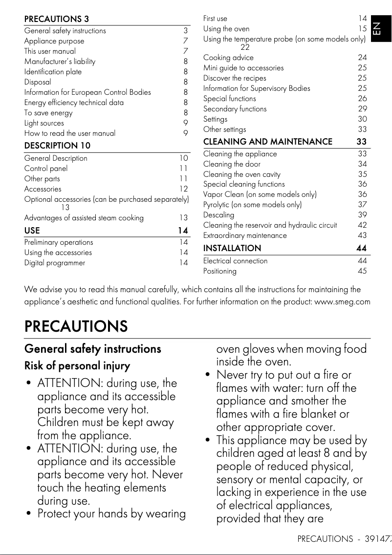 Page 1 de la notice Manuel utilisateur Smeg SOPA6302S2PX