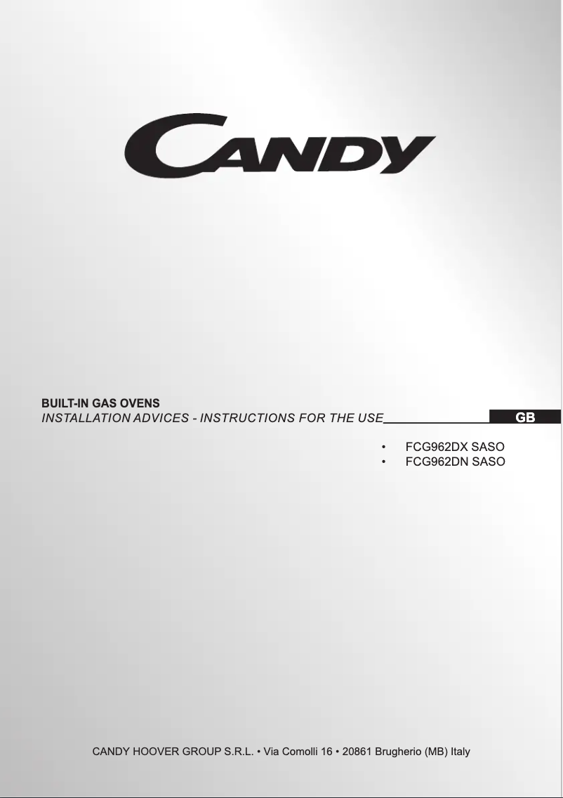 Page 1 de la notice Manuel utilisateur Candy FCG962DX SASO