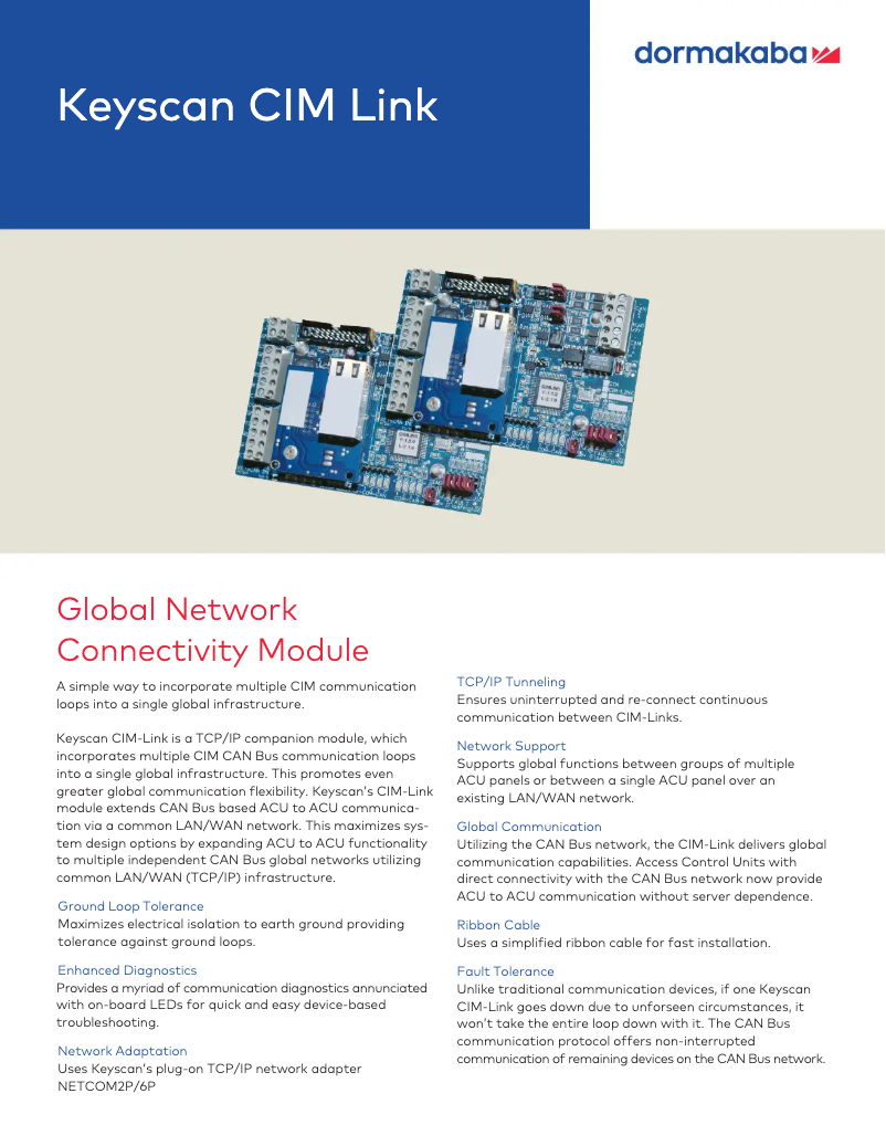 Image de la première page du manuel de l'appareil Keyscan CIM Link