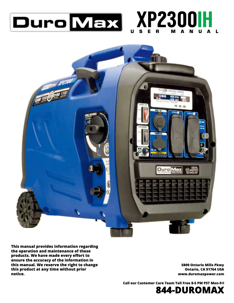 Page n°1 - Manuel utilisateur DuroMax XP2300iH