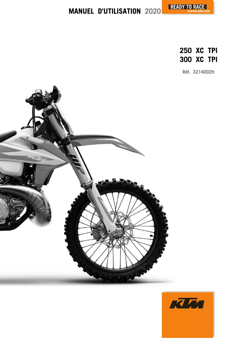 Page 1 de la notice Manuel utilisateur KTM 250 XC TPI (2020)