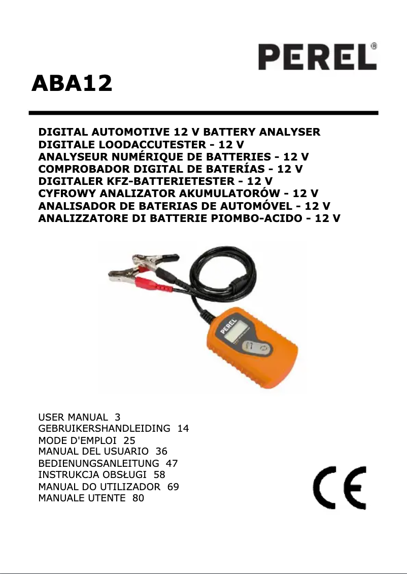 Page 1 de la notice Manuel utilisateur Perel ABA12