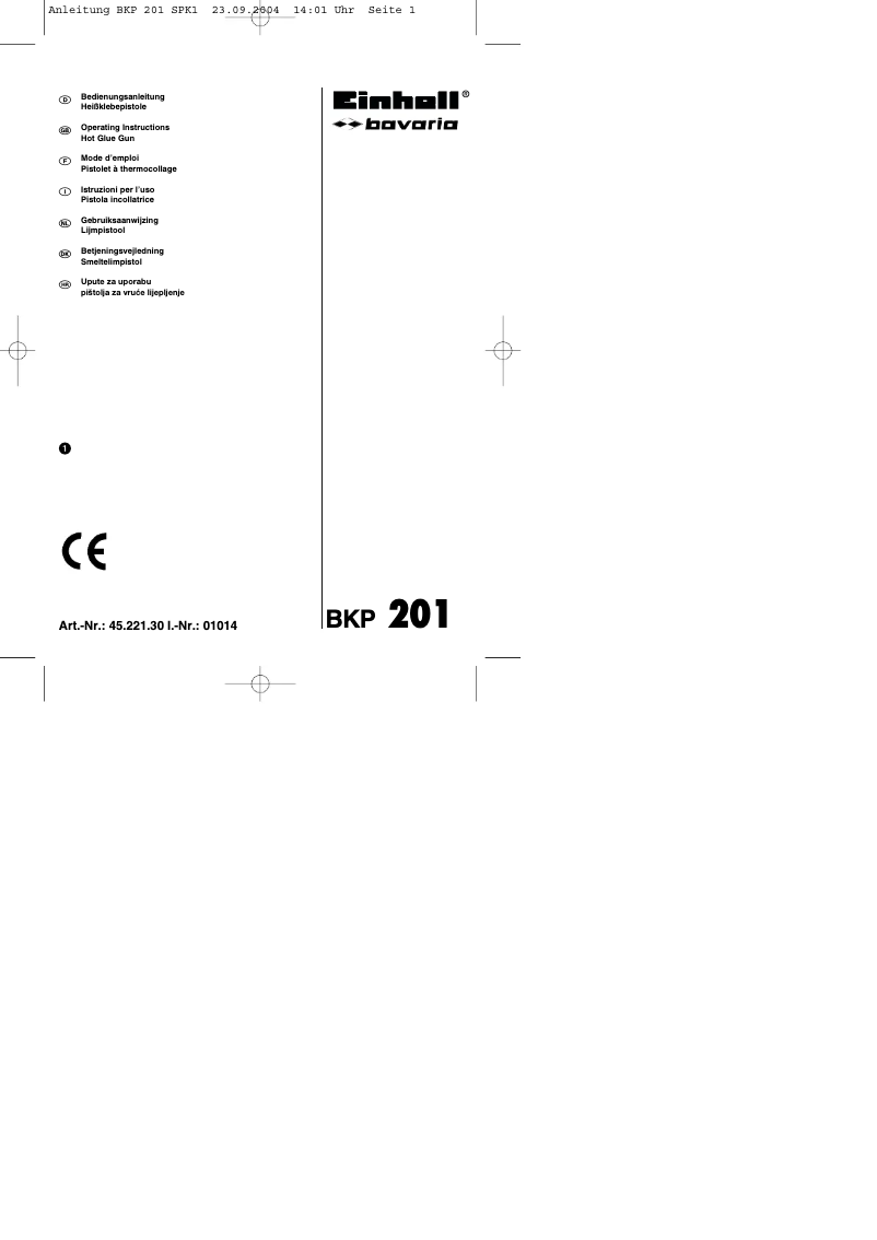 Imagen de la primera página del manual del dispositivo BKP 201
