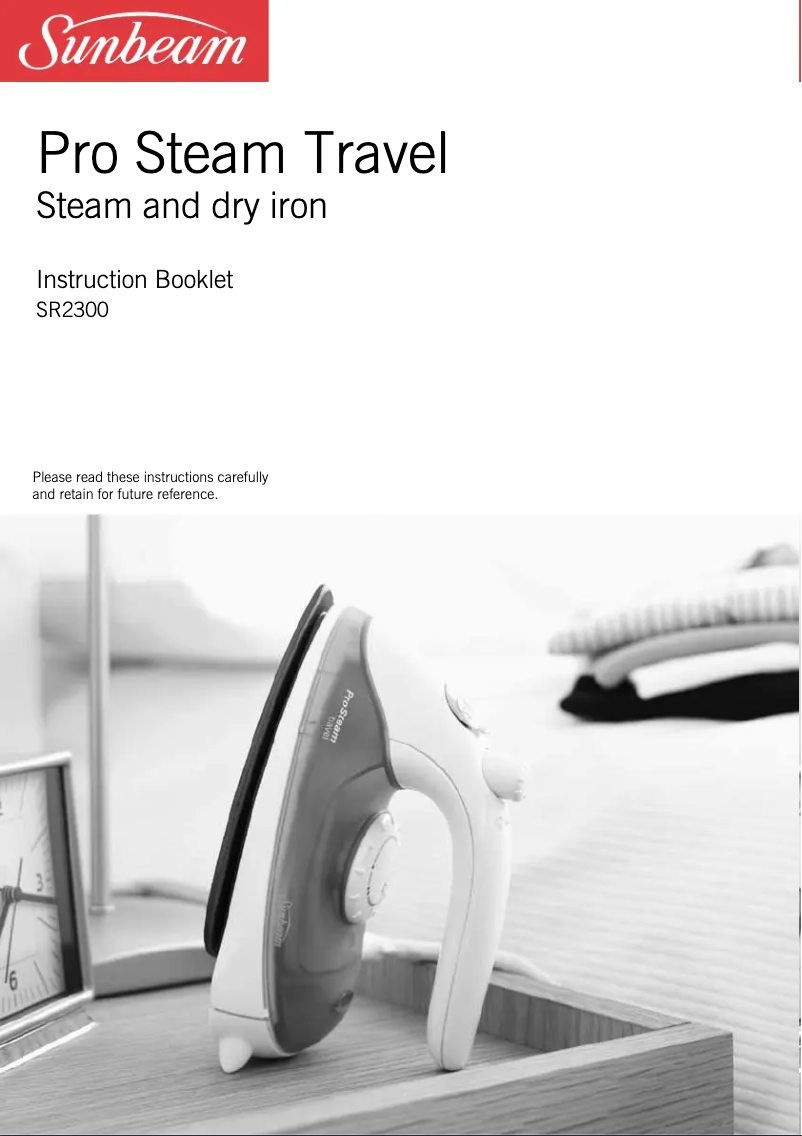 Page 1 of the manual User Manual Sunbeam Pro Steam Travel SR2300