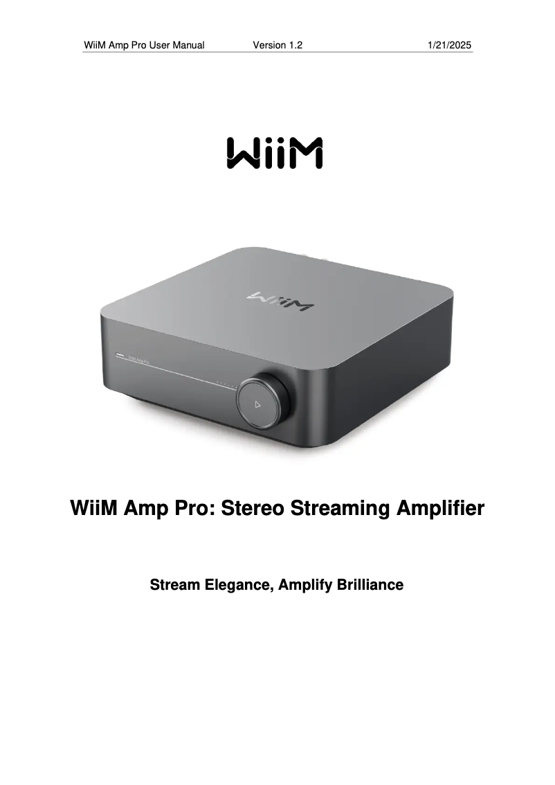 Page 1 de la notice Manuel utilisateur WiiM Amp Pro