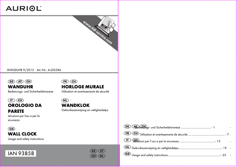 Página 1 del manual Manual de usuario Auriol IAN 93858