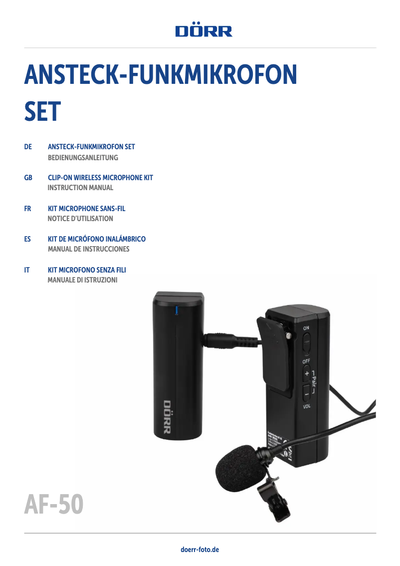 Page 1 de la notice Manuel utilisateur Dörr AF-50