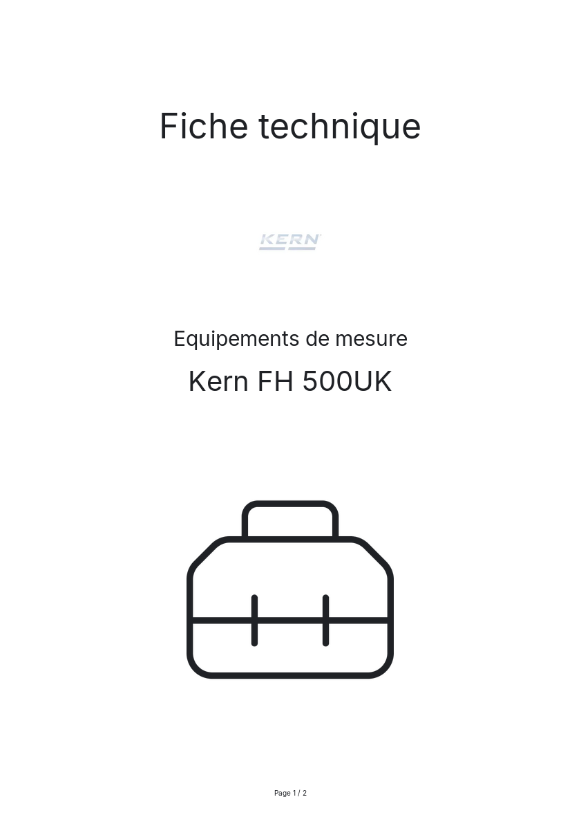 Page n°1 - Fiche technique Kern FH 500UK