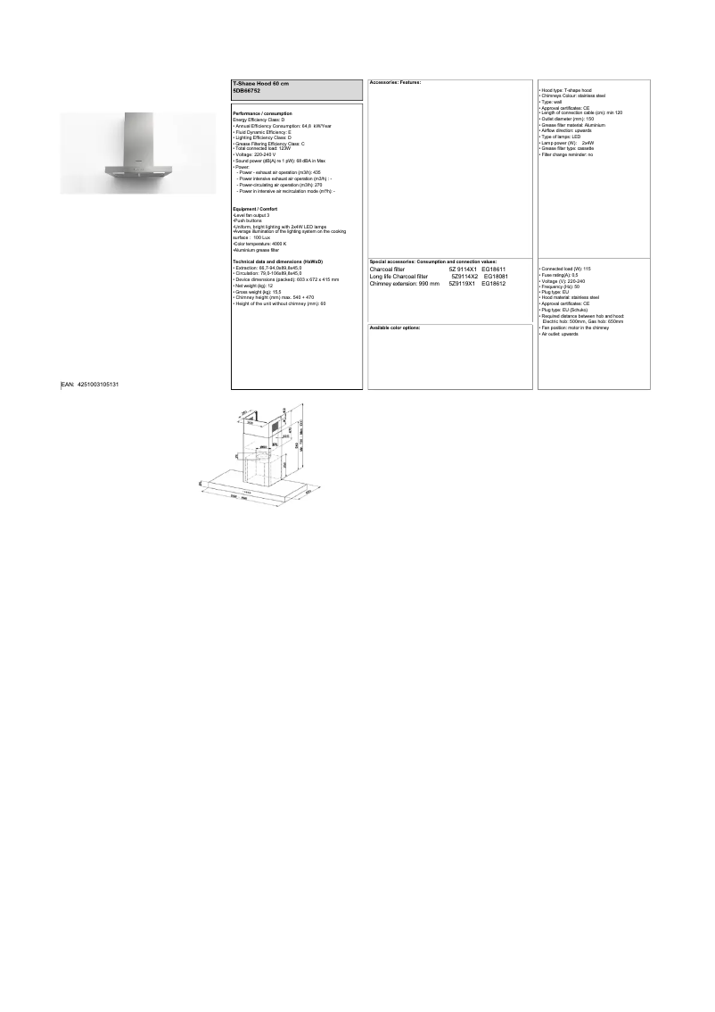 Page n°1 - Fiche technique Blaupunkt 5DB66752