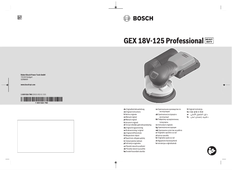 Página 1 del manual Manual de usuario Bosch GEX 18V-125 Professional