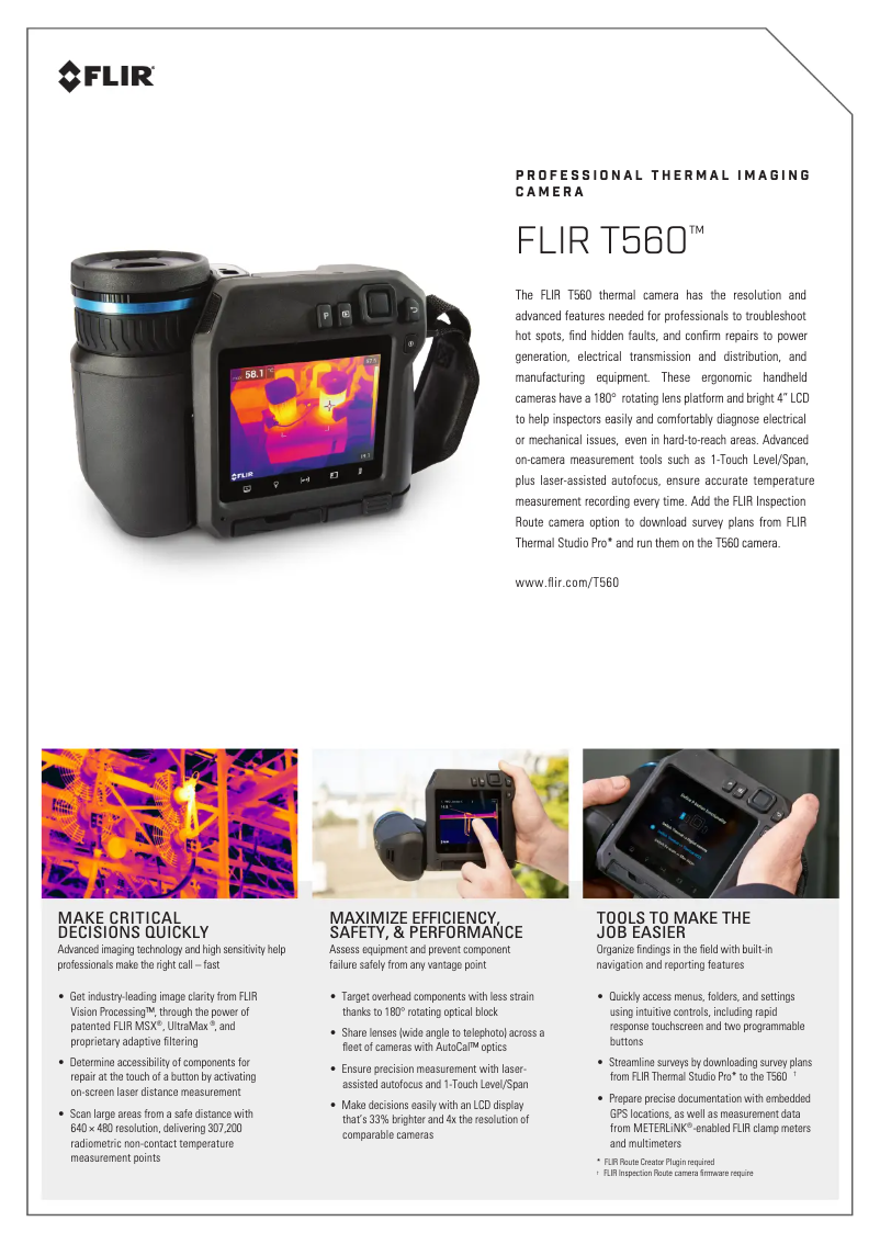 Page 1 de la notice Fiche technique FLIR T560